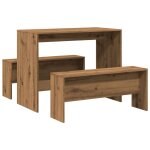 Vidaxl ensemble table  manger et bancs 3 pcs bois d'ingnierie