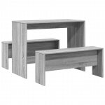 Vidaxl ensemble table � manger et bancs 3 pcs bois d'ing�nierie