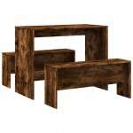 Vidaxl ensemble table � manger et bancs 3 pcs bois d'ing�nierie