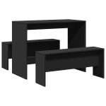 Vidaxl ensemble table � manger et bancs 3 pcs noir bois d'ing�nierie