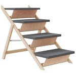 Vidaxl escalier pour chiens gris 105x47 cm bois de sapin solide