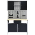 Vidaxl �tabli avec 3 panneaux muraux et 1 armoire