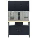 Vidaxl �tabli avec 3 panneaux muraux et 1 armoire