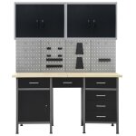 Vidaxl Établi avec 4 panneaux muraux et 2 armoires Vidaxl Établi avec 4 panneaux muraux et 2 armoires