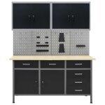 Vidaxl Établi avec 4 panneaux muraux et 2 armoires Vidaxl Établi avec 4 panneaux muraux et 2 armoires