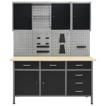 Vidaxl �tabli avec 4 panneaux muraux et 2 armoires