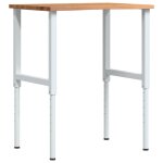 Vidaxl tabli marron clair 80x60x(71, 5 - 98) cm bois de chne massif