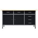 Vidaxl �tabli noir 160x60x85 cm acier