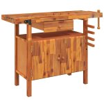 Vidaxl Établi avec tiroir et étaux 124x52x83 cm bois massif d'acacia Vidaxl Établi avec tiroir et étaux 124x52x83 cm bois massif d'acacia