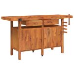 Vidaxl Établi avec tiroirs et étaux 162x62x83 cm bois massif d'acacia Vidaxl Établi avec tiroirs et étaux 162x62x83 cm bois massif d'acacia