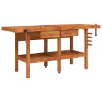 Vidaxl tabli avec tiroirs et taux 192x62x83 cm bois massif d'acacia