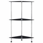 Vidaxl �tag�re 3 niveaux noir 30x30x67 cm verre tremp�