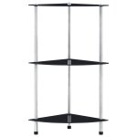 Vidaxl �tag�re 3 niveaux noir 30x30x67 cm verre tremp�