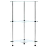 Vidaxl �tag�re 3 niveaux transparent 30x30x67 cm verre tremp�