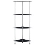 Vidaxl �tag�re 4 niveaux noir 30x30x100 cm verre tremp�