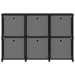 Vidaxl �tag�re d'affichage 6 cubes et bo�tes noir 103x30x72, 5 cm tissu
