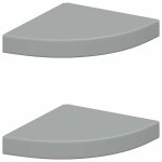 Vidaxl �tag�res d'angle flottantes 2 pcs gris 25x25x3, 8 cm mdf