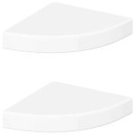 Vidaxl �tag�res d'angle flottantes 2 pi�ces blanc brillant 25 x 25 x 3, 8 cm mdf