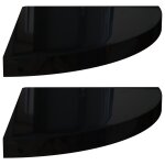Vidaxl tagres d'angle flottantes 2pcs noir brillant 35x35x3, 8 cm mdf
