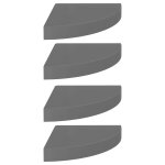 Vidaxl �tag�res d'angle flottantes 4 pcs gris brillant 25x25x3, 8cm mdf