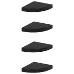 Vidaxl �tag�res d'angle flottantes 4 pcs noir brillant 25x25x3, 8cm mdf