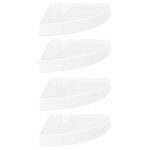 Vidaxl tagres d'angle flottantes 4pcs blanc brillant 25x25x3, 8cm mdf