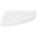 Vidaxl tagre d'angle flottante blanc brillant 35x35x3, 8 cm mdf