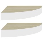 Vidaxl �tag�res d'angle murales 2 pcs ch�ne et blanc 35x35x3, 8 cm mdf