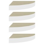 Vidaxl tagres d'angle murales 4 pcs chne et blanc 35x35x3, 8 cm mdf