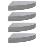 Vidaxl tagres d'angle murales 4 pcs gris bton 35x35x3, 8 cm mdf