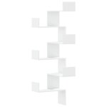 Vidaxl tagre d'angle murale blanc 45x45x147 cm bois d'ingnierie