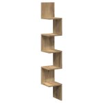 Vidaxl �tag�re d'angle murale ch�ne artisanal 20x20x127, 5 cm