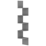 Vidaxl �tag�re d'angle murale gris 19x19x123 cm bois d'ing�nierie