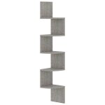 Vidaxl tagre d'angle murale gris bton 19x19x123cm bois d'ingnierie