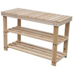 Vidaxl Étagère à chaussures 2 en 1 avec dessus banc 2 pcs bois massif Vidaxl Étagère à chaussures 2 en 1 avec dessus banc 2 pcs bois massif