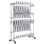 Vidaxl tagre  chaussures avec roulettes argent 89x27x120 cm
