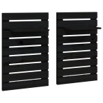 Vidaxl tagres de chevet murales 2 pcs noir bois de pin massif