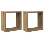 Vidaxl tagres cube murales 2 pcs chne artisanal bois ingnierie