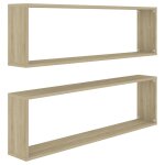 Vidaxl tagres cube murales 2 pcs chne sonoma bois d'ingnierie