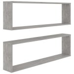 Vidaxl tagres cube murales 2 pcs gris bton bois d'ingnierie