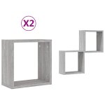 Vidaxl tagres cube murales 2 pcs sonoma gris 30x15x30 cm