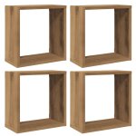Vidaxl tagres cube murales 4 pcs chne artisanal bois d'ingnierie