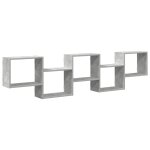 Vidaxl �tag�re cube murale 5 compartiments gris b�ton bois ing�nierie