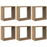 Vidaxl tagres cube murales 6 pcs chne artisanal bois d'ingnierie