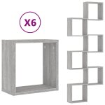Vidaxl tagres cube murales 6 pcs sonoma gris 30x15x30 cm