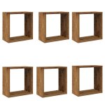 Vidaxl tagres cube murales 6 pcs vieux bois 30x15x30 cm