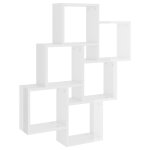 Vidaxl tagre murale cube blanc brillant 78x15x93cm bois d?ingnierie