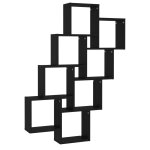 Vidaxl tagre murale cube noir 90x15x119 cm bois d?ingnierie