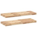 Vidaxl tagres flottantes 2 pcs 100x30x4 cm acacia massif non trait