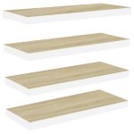 Vidaxl tagres flottantes 4 pcs chne et blanc 80x23, 5x3, 8 cm mdf